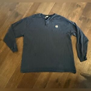 Carhartt T-Shirt Mens XL Loose Signature Logo Long Sleeve Blue Big & Tall Blk